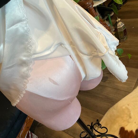 Vintage Ruffle satin V-Neck Bodysuit High Cut Lingerie bridal Size S White - Picture 3 of 5